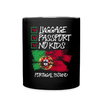 Luggage Passport No Kids Portugal Bound Vacation - Full Colour Mug - black - Front