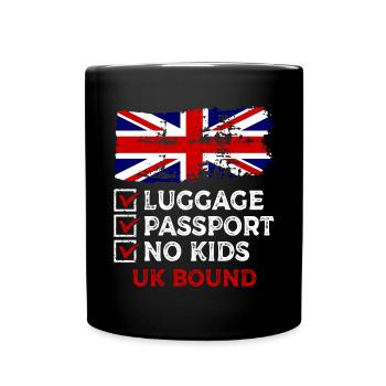 Passeport bagage Pas d’enfants Voyage de vacances à destination du Royaume-Uni - Mug uni - noir - Devant