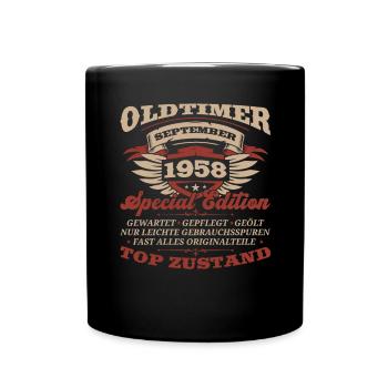 65. Geburtstag Oldtimer September Jahrgang 1958 - Tasse einfarbig - Schwarz - Vorne