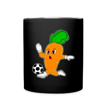 Karotte Fußballspieler Fußball - Tasse einfarbig - Schwarz - Vorne