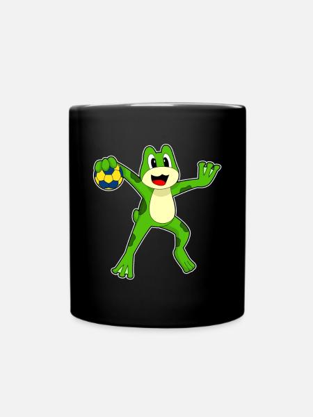Frosch Handballspieler Handball - Tasse einfarbig - Schwarz