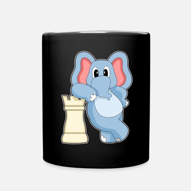 Elefant Schachfigur Turm Schach - Tasse einfarbig - Schwarz