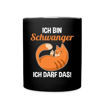 Katze Ich Bin Schwanger Ich Darf Das - Tasse einfarbig - Schwarz - Vorne