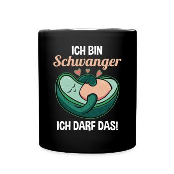 Schwangerschaft Avocado Ich Bin Schwanger Ich Darf - Tasse einfarbig - Schwarz - Vorne