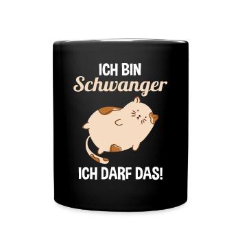 Schwangerschaft Katze Ich Bin Schwanger Ich Darf D - Tasse einfarbig - Schwarz - Vorne