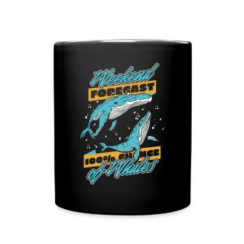 100 % de chances de voir des baleines, des bélugas bleus, des cétacés - Mug uni - noir - Devant