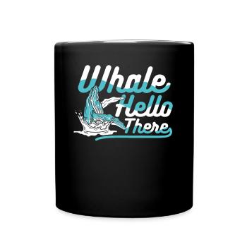 Wal Hallo, Blauer Beluga, Pottwal - Tasse einfarbig - Schwarz - Vorne