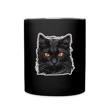 Schwarze Katze - Tasse einfarbig - Schwarz - Vorne