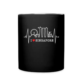 Singapore Skyline Heartbeat Asia I Love Singapore - Mug uni - noir - Devant