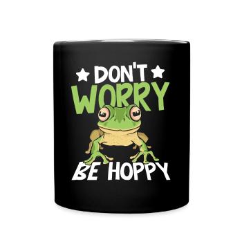 Crapaud amphibien Mignon grenouille Ne vous inquiétez pas Soyez houblonné - Mug uni - noir - Devant