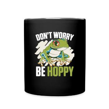 Toad Frog Don’t Worry Be Hoppy Cute Amphibian Fan - Mug uni - noir - Devant