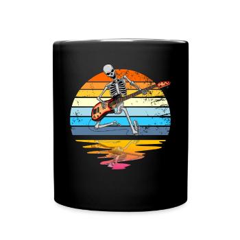 Gitarrenskelett -Gitarrist Retro Rock and Roll Ban - Tasse einfarbig - Schwarz - Vorne