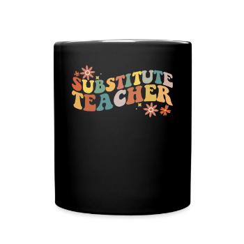 Ersatzlehrer zur�ck zum Schulsublehrer - Tasse einfarbig - Schwarz - Vorne