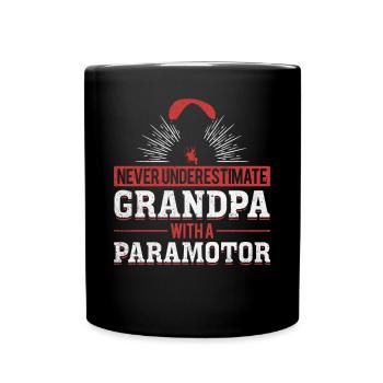 Never Underestimate Grandpa With A Paramotor - Full Colour Mug - black - Front