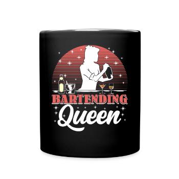 Bartending Queen - Tasse einfarbig - Schwarz - Vorne