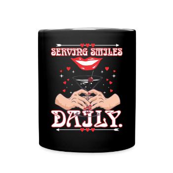 Serving Bartender - Full Colour Mug - black - Front