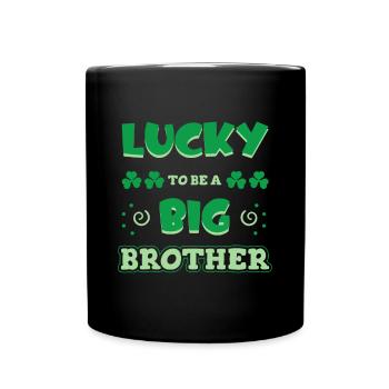 Glück, ein großer Bruder zu sein St. Patrick's Day - Tasse einfarbig - Schwarz - Vorne