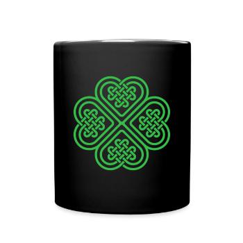 Shamrock Heart Celtic Knot Irish St. Patricks Day - Full Colour Mug - black - Front
