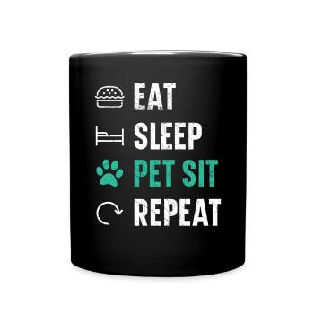 Pet Sitting Pet Lover Dog Walking Dog Sitter - Full Colour Mug - black - Front