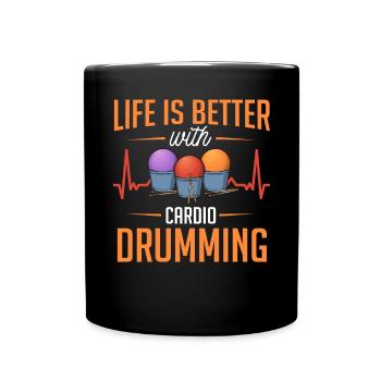 Cardio Drumming Gym Fitness Class Workout - Full Colour Mug - black - Front