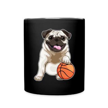 Mops Basketballspieler Basketball - Tasse einfarbig - Schwarz - Vorne