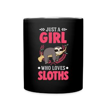 Just a Girl Who loves Sloths Sloth Girl - Full Colour Mug - black - Front