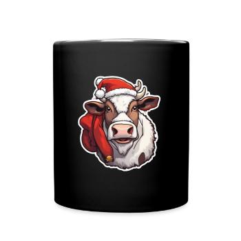 Kuh Kuhschädel Kuh Weihnachten Milchkuh - Tasse einfarbig - Schwarz - Vorne