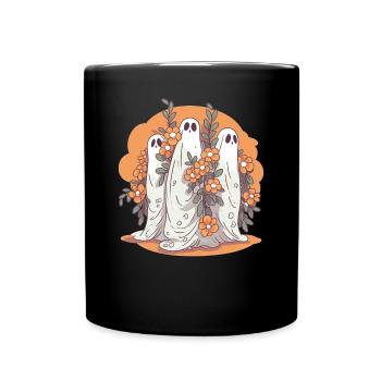 Halloween groovy Geist Hippie Gruppen Vintage - Tasse einfarbig - Schwarz - Vorne