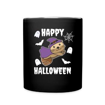 Otter Happy Halloween Witch Kids Witch Costume - Full Colour Mug - black - Front