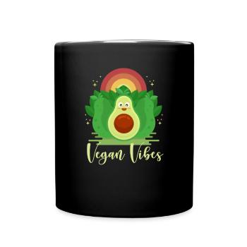 Vegan Vibes Vegan Vegan Pflanzlich Vegetarisch - Tasse einfarbig - Schwarz - Vorne