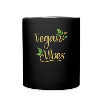 Vegan Vibes Vegan Vegans Plant-Based Vegetarian - Full Colour Mug - black - Front