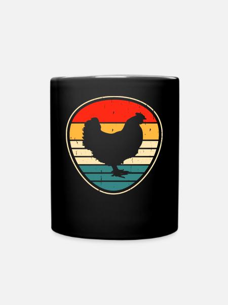 Hühner Huhn - Tasse einfarbig - Schwarz