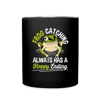 Frog Catching a toujours une fin houblonnée Drôle de crapaud - Mug uni - noir - Devant