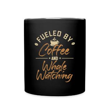 Alimenté par le café et l’observation des baleines Cétacés - Mug uni - noir - Devant