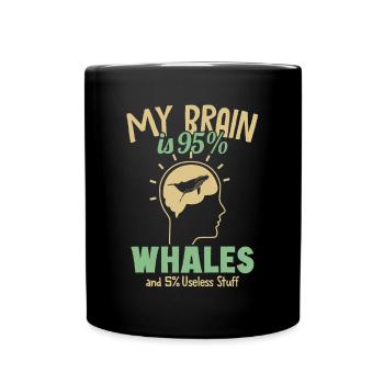 Mon cerveau est composé à 95% de baleines Béluga bleu Cachalot Baleine - Mug uni - noir - Devant