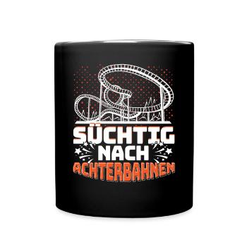 Achterbahn Freizeitpark Achterbahnfreak - Tasse einfarbig - Schwarz - Vorne