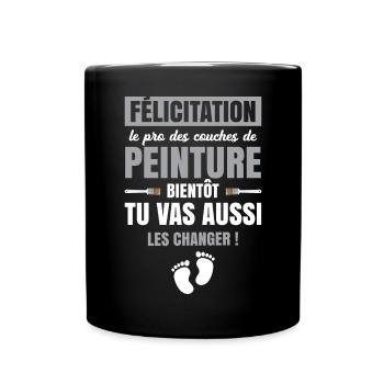 Annonce Grossesse Papa Peintre Bâtiment Humour - Mug uni - noir - Devant