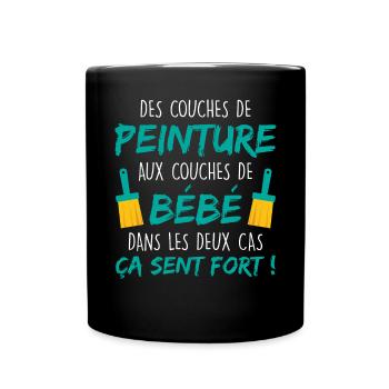 Annonce Grossesse Papa Peintre Bâtiment Humour - Mug uni - noir - Devant