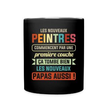 Annonce Grossesse Papa Peintre Bâtiment Humour - Mug uni - noir - Devant