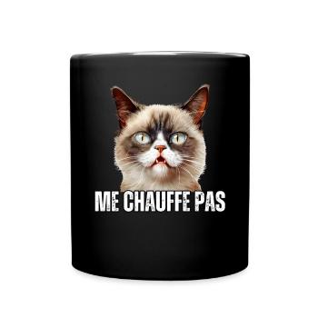 Cadeau Humour propriétaire chat me chauffe pas - Mug uni - noir - Devant