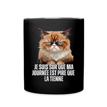Cadeau Humour propriétaire chat memes pire journée - Mug uni - noir - Devant