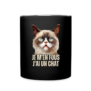 Je m'en fou j'ai un chat cadeau Humour memes chats - Mug uni - noir - Devant