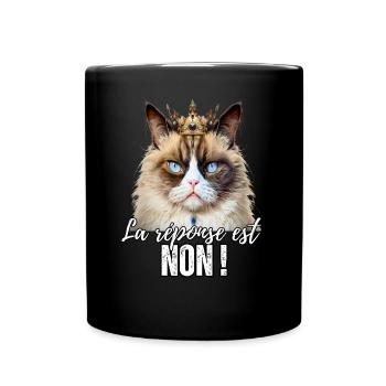 Cadeau Humour chat meme sarcasme c'est non ! - Mug uni - noir - Devant