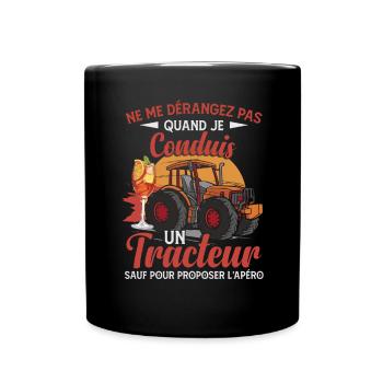 Ne me dérangez pas quand je conduis un tracteur - Mug uni - noir - Devant