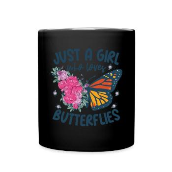 Schmetterlinge Butterflies Damen Geschenk - Tasse einfarbig - Schwarz - Vorne