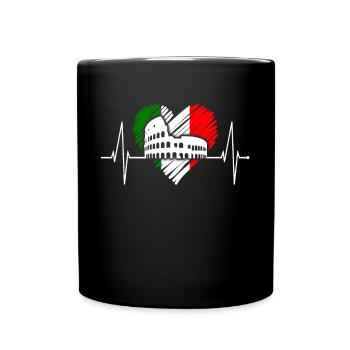 Rom Kolosseum Herzschlag Roma Skyline Rome Italien - Tasse einfarbig - Schwarz - Vorne