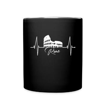 Rom Kolosseum Herzschlag Roma Skyline Rome Italien - Tasse einfarbig - Schwarz - Vorne