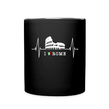 Rom Kolosseum Herzschlag Roma Skyline Rome Italien - Tasse einfarbig - Schwarz - Vorne