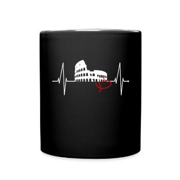 Rom Kolosseum Herzschlag Roma Skyline Rome Italien - Tasse einfarbig - Schwarz - Vorne