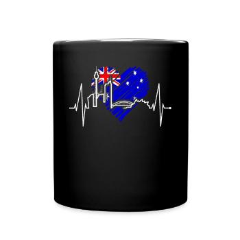Sydney Skyline Herzschlag Australien Flagge Herz - Tasse einfarbig - Schwarz - Vorne
